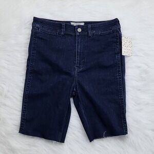 Free People NWT‎ Rince Cobalt Dark Wash Bermuda Shorts Women's size 30